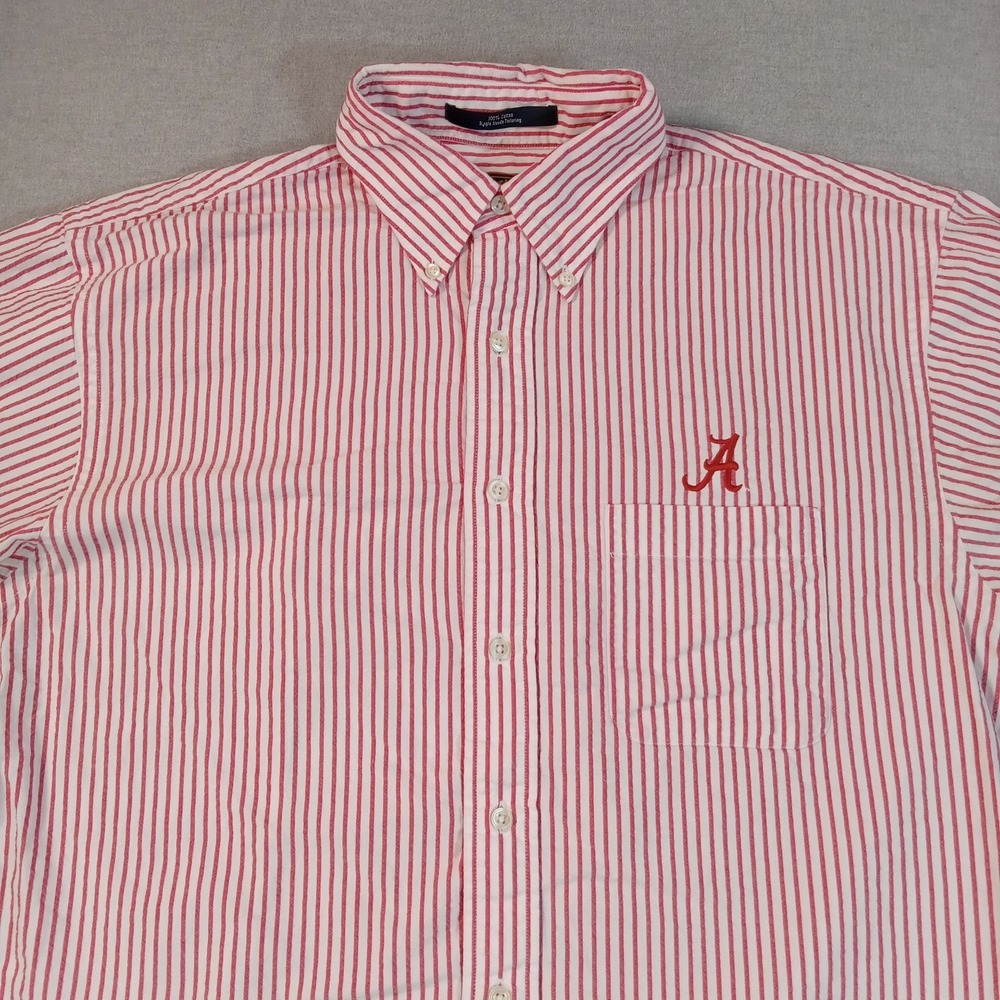 Alabama Crimson Tide Men's M Red White Seersucker Button Down The Shirt Shop SEC